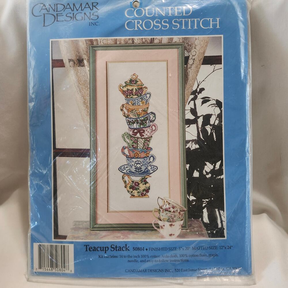 Teacups Stack Counted Cross Stitch Kit Candamar 50804 8 x 20 B21